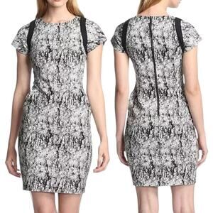 Rachel Roy Square Shoulder Sheath Dress Crackled Jacquard Print NWT Size 8 $398